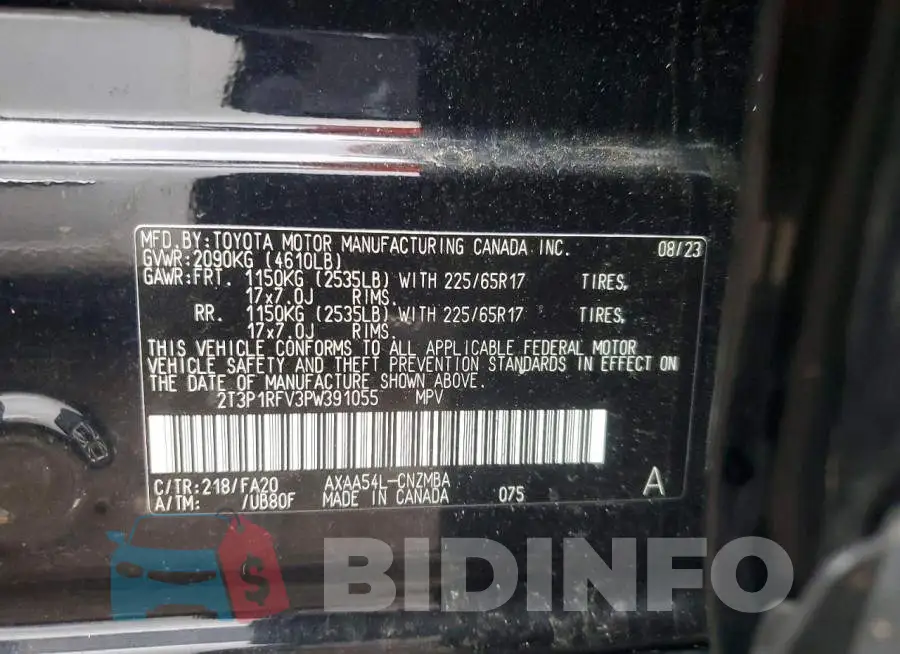 2T3P1RFV3PW391055 Photo# 13