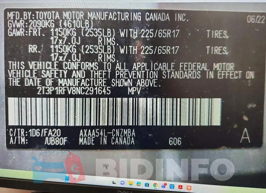 2T3P1RFV8NC291645 Photo# 14