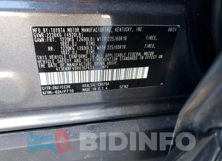 4T3E6RFVXRU167633 Photo# 14