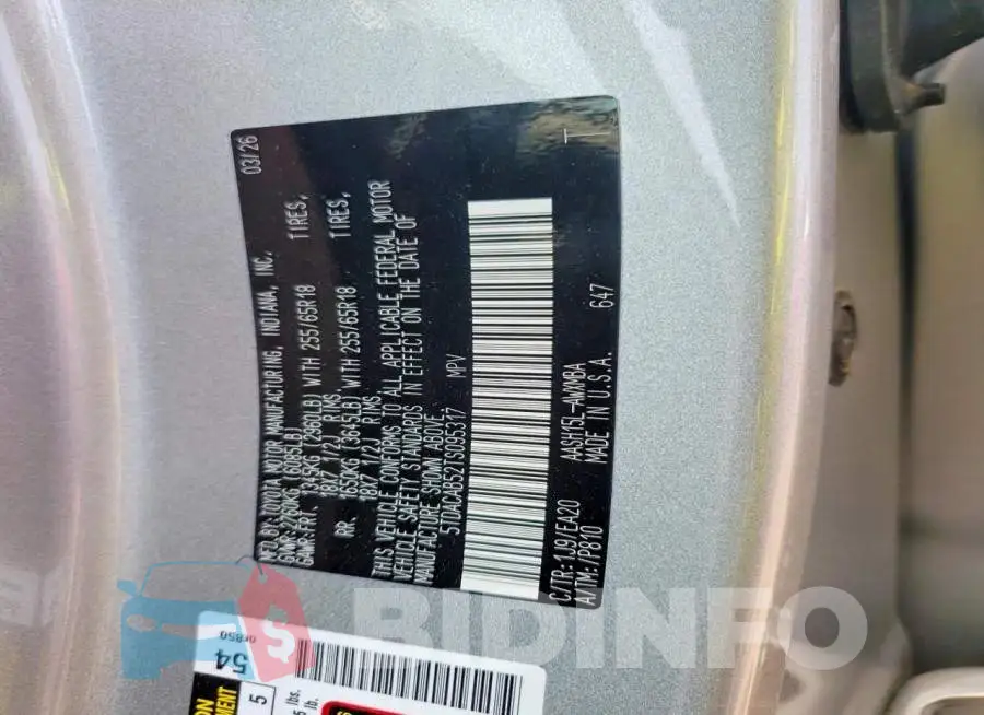 5TDACAB52TS095317 Photo# 14