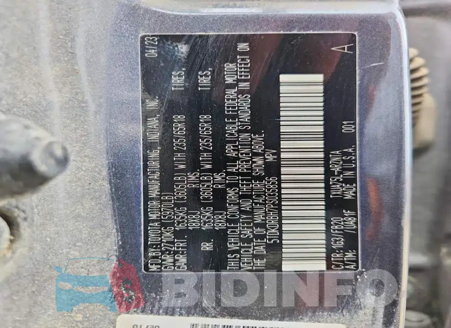 5TDKDRBH7PS035856 Photo# 12