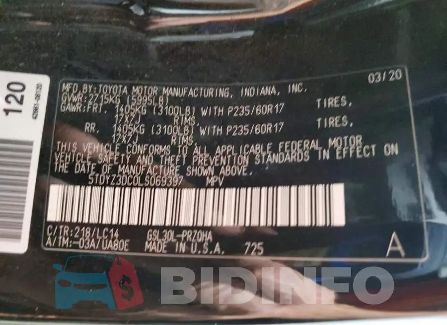 5TDYZ3DC0LS069397 Photo# 14