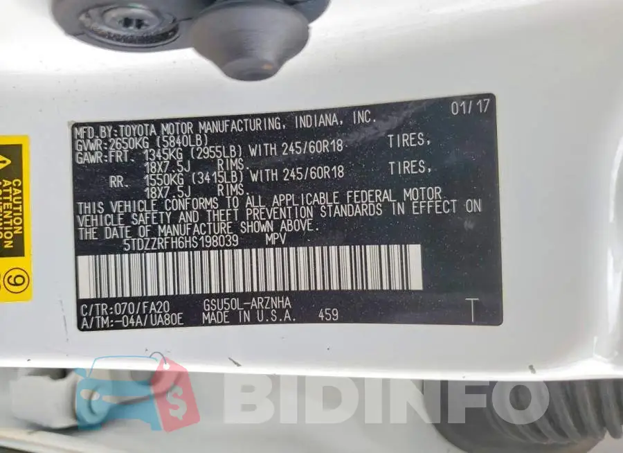 5TDZZRFH6HS198039 Photo# 13