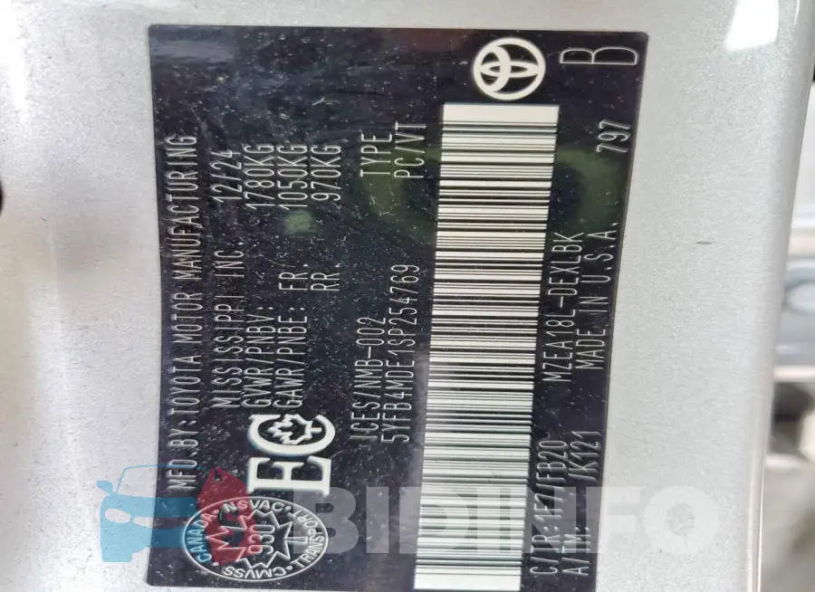 5YFB4MDE1SP254769 Photo# 13