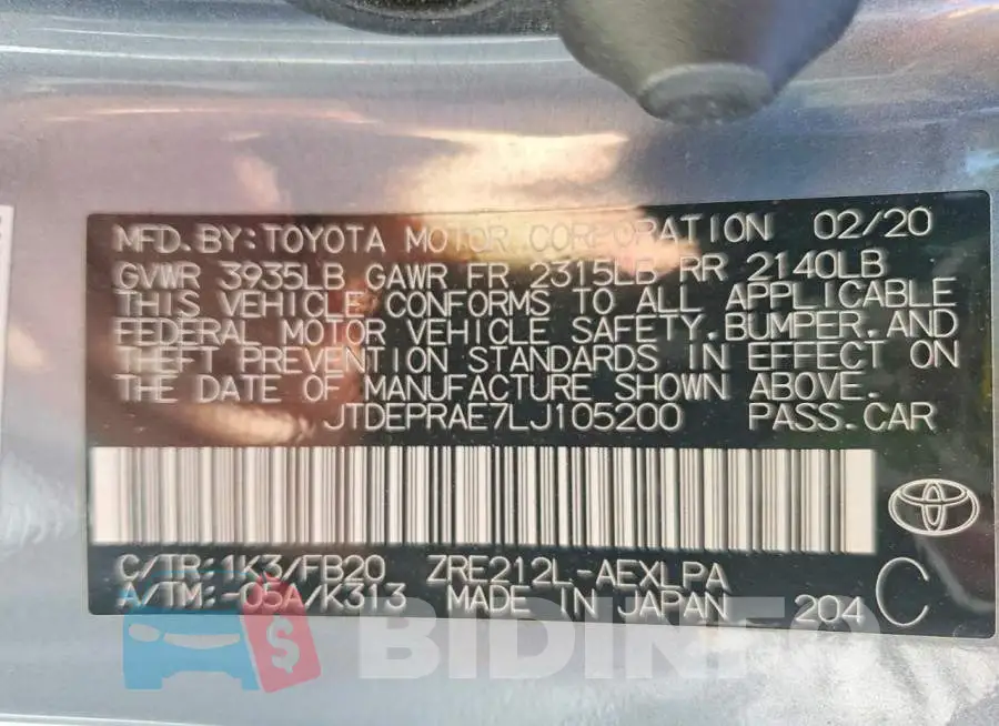 JTDEPRAE7LJ105200 Photo# 13