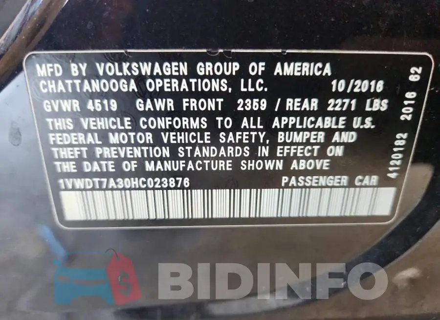 1VWDT7A30HC023876 Photo# 12