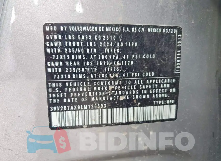 3VV2B7AX9LM126593 Photo# 14