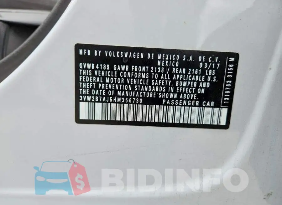 3VW2B7AJ5HM356730 Photo# 12