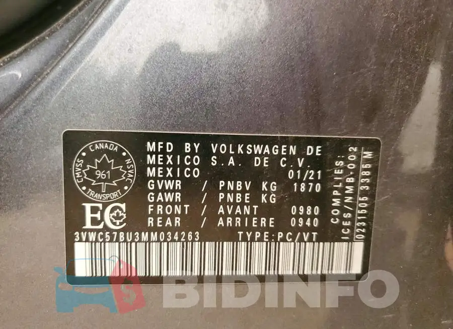 3VWC57BU3MM034263 Photo# 13