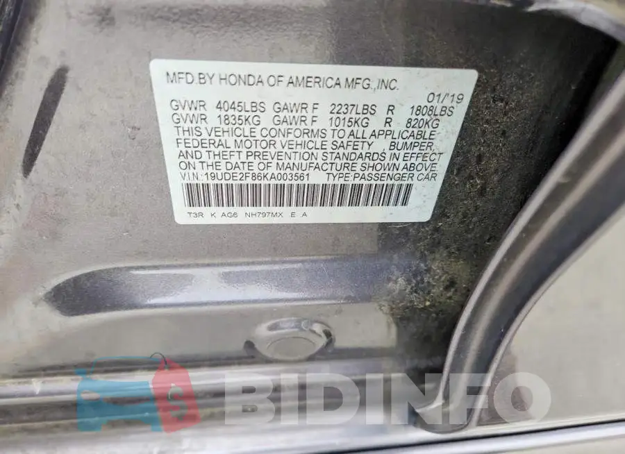 19UDE2F86KA003561 Photo# 13