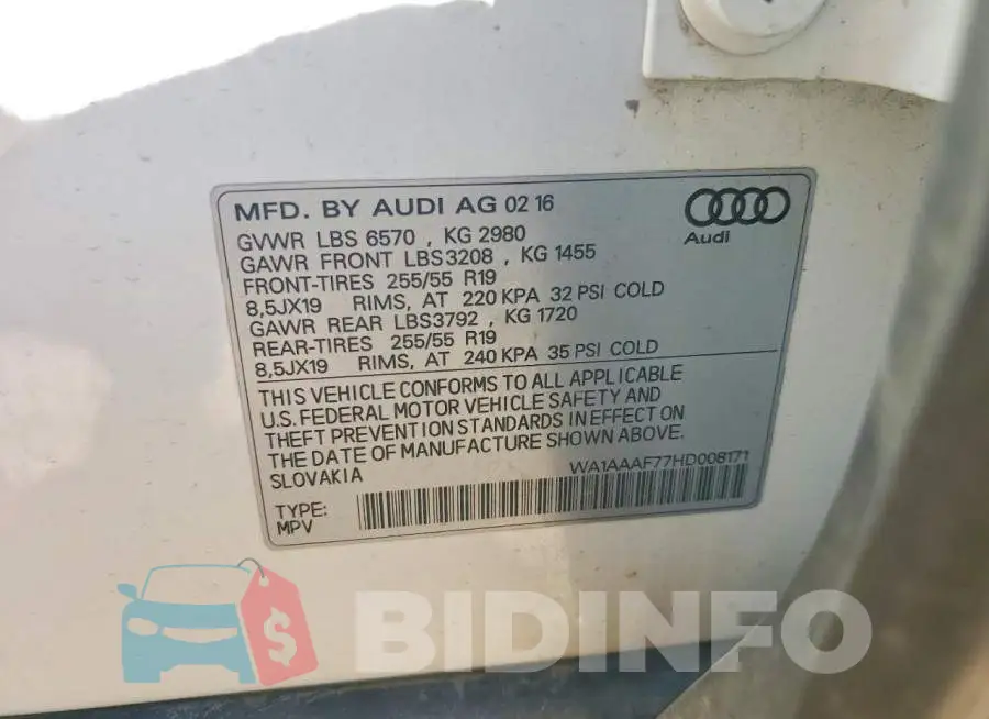 WA1AAAF77HD008171 Photo# 13