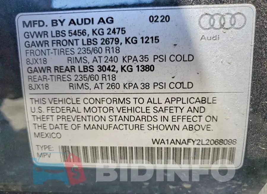 WA1ANAFY2L2068098 Photo# 13