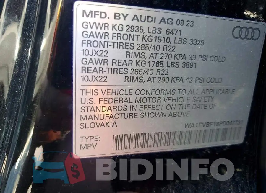 WA1EVBF18PD047731 Photo# 14