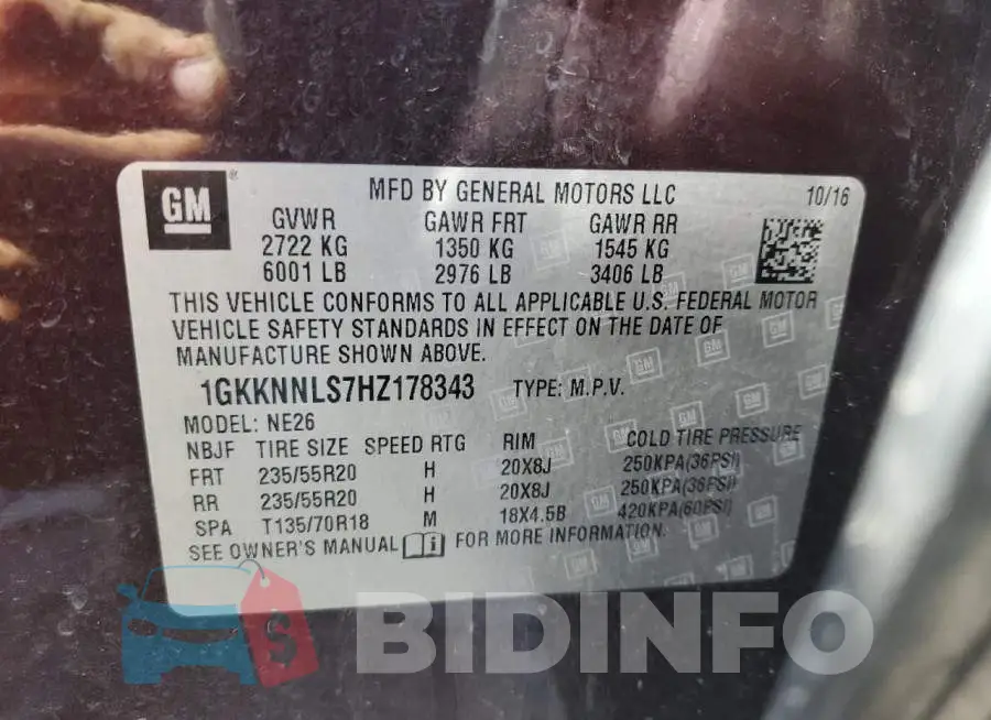 1GKKNNLS7HZ178343 Photo# 13
