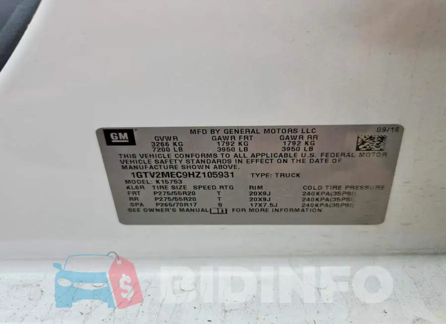 1GTV2MEC9HZ105931 Photo# 12