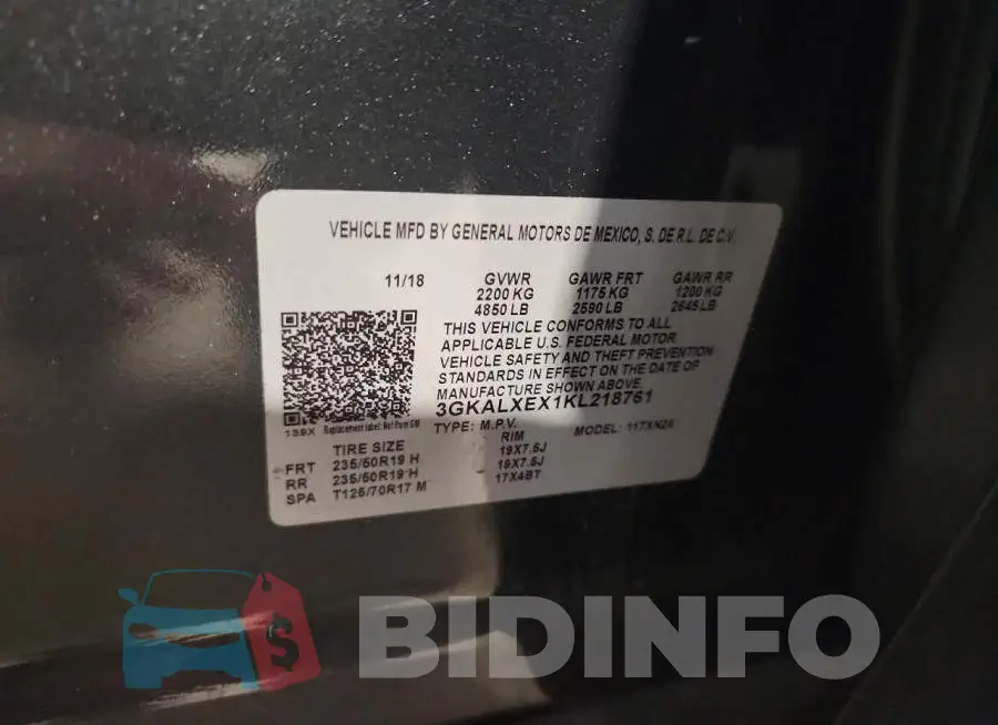 3GKALXEX1KL218761 Photo# 14