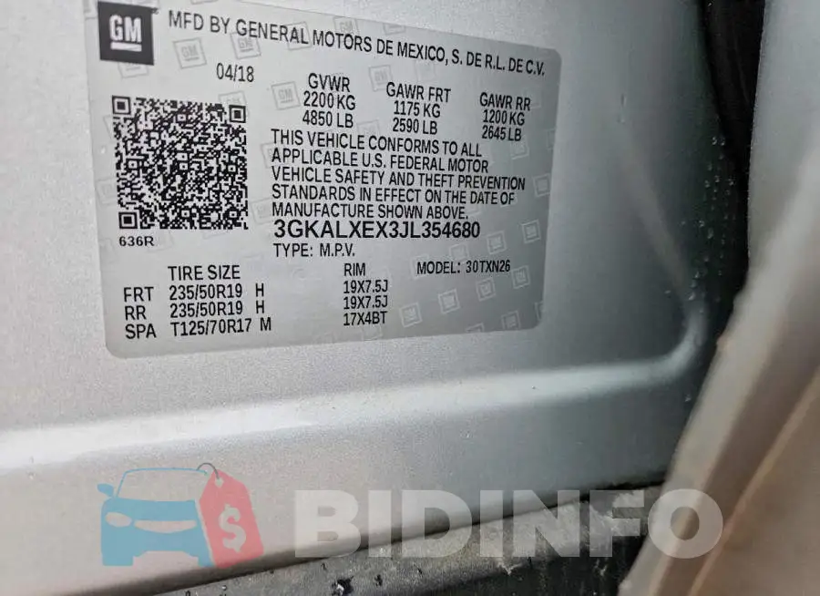 3GKALXEX3JL354680 Photo# 13