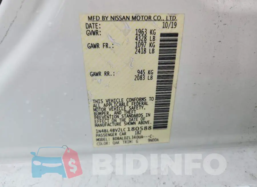 1N4BL4BV2LC180588 Photo# 12