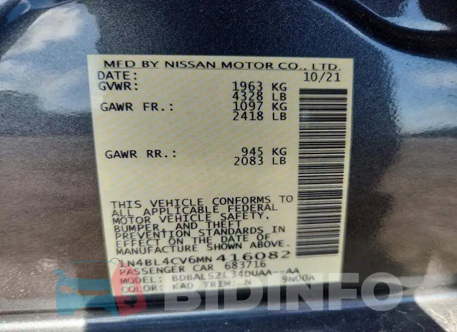 1N4BL4CV6MN416082 Photo# 12