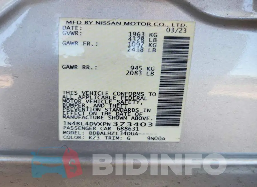 1N4BL4DVXPN373403 Photo# 12
