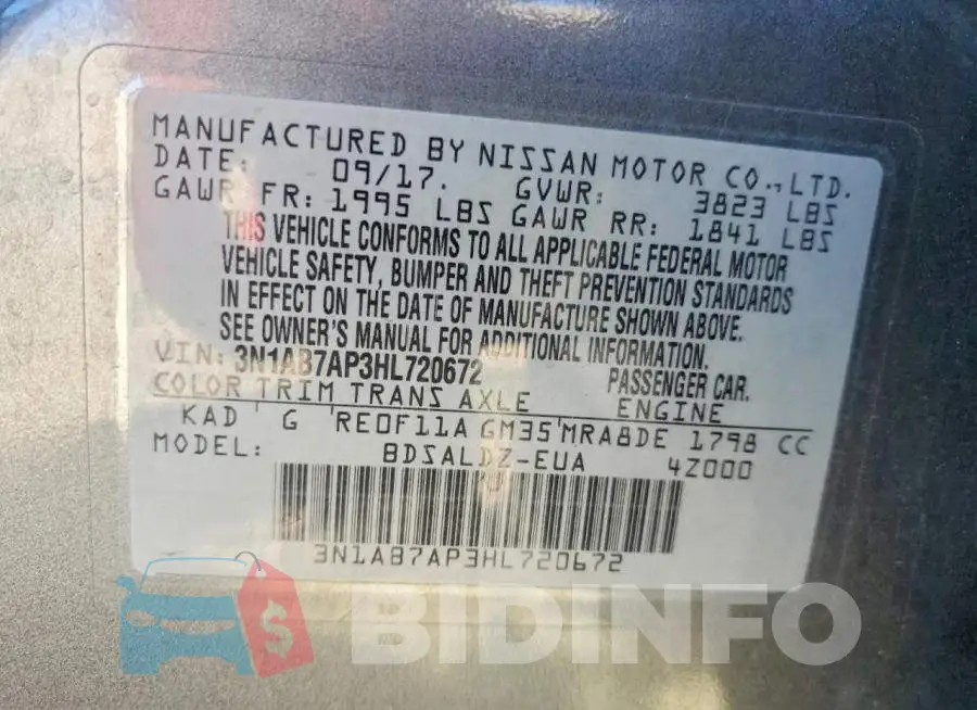 3N1AB7AP3HL720672 Photo# 12