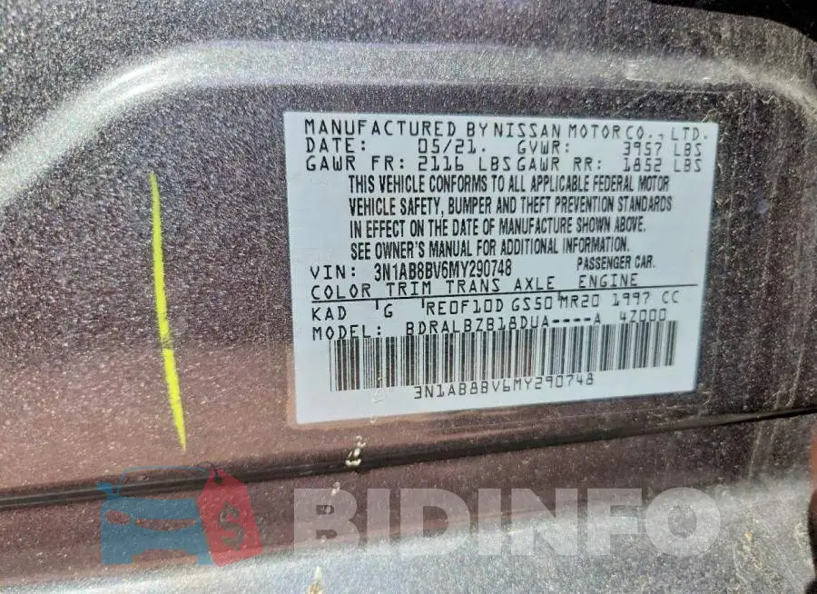 3N1AB8BV6MY290748 Photo# 12