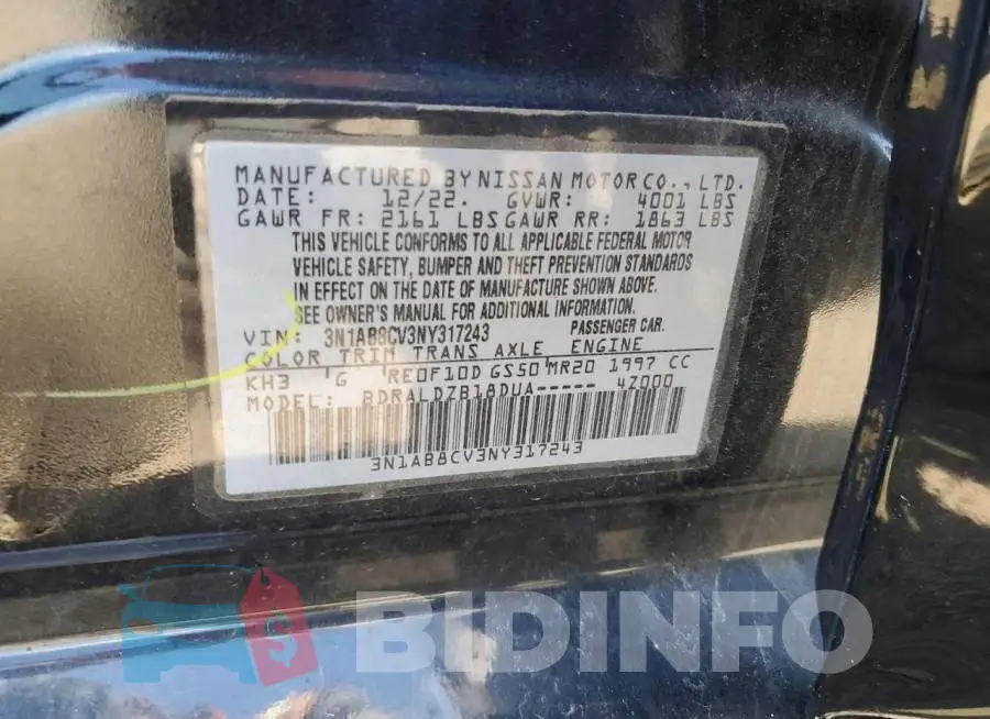 3N1AB8CV3NY317243 Photo# 12