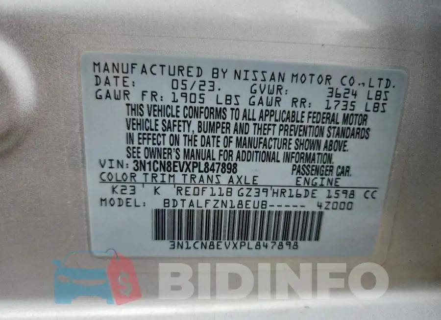 3N1CN8EVXPL847898 Photo# 13