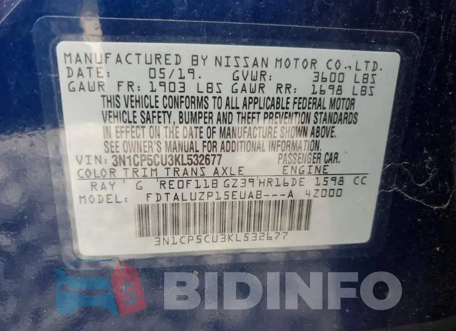 3N1CP5CU3KL532677 Photo# 12