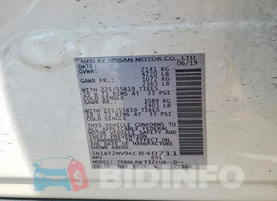 5N1AT2MV9KC840711 Photo# 13
