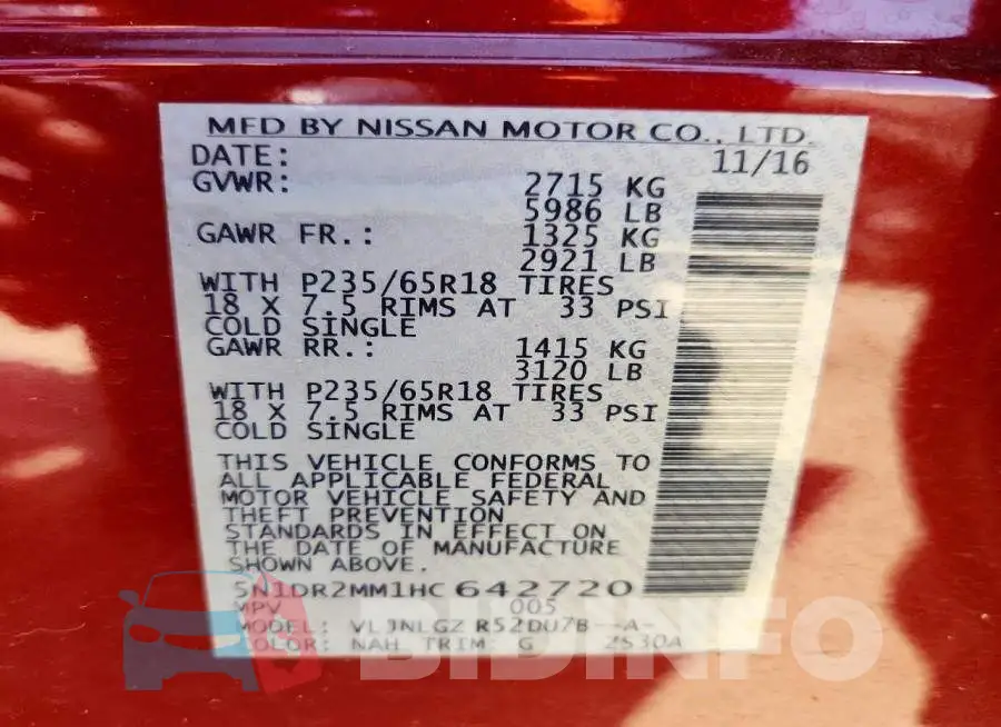 5N1DR2MM1HC642720 Photo# 13