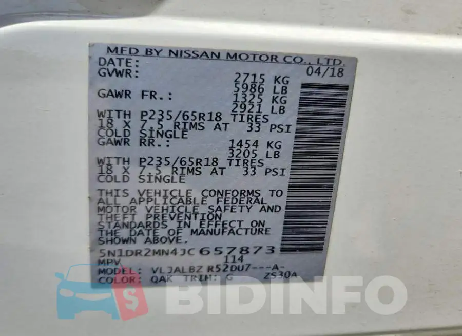 5N1DR2MN4JC657873 Photo# 12