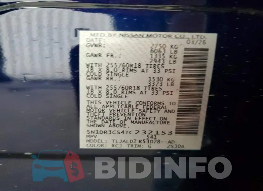 5N1DR3CS4TC232153 Photo# 13