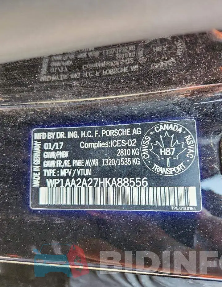 WP1AA2A27HKA88556 Photo# 13