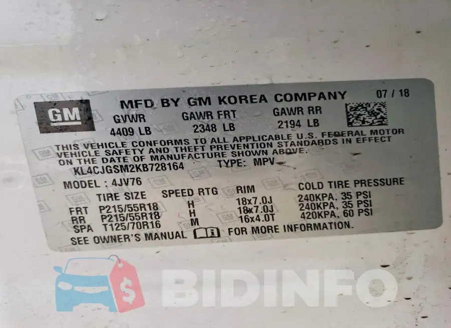 KL4CJGSM2KB728164 Photo# 13