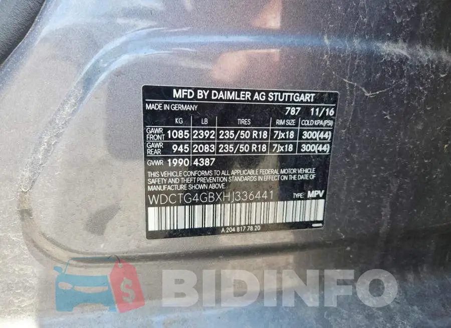 WDCTG4GBXHJ336441 Photo# 12