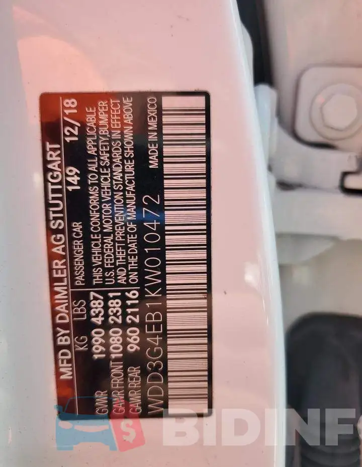 WDD3G4EB1KW010472 Photo# 13