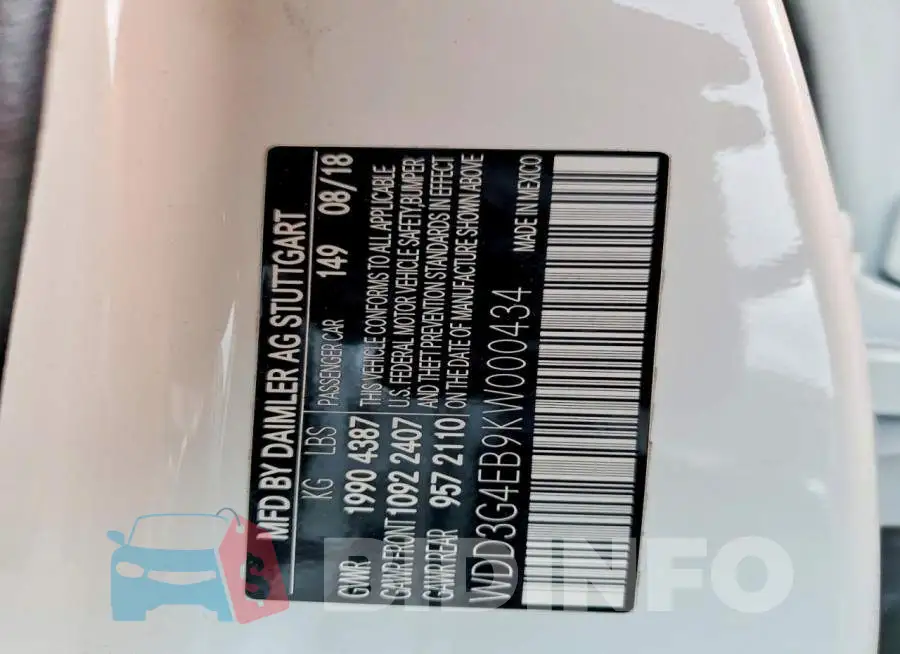 WDD3G4EB9KW000434 Photo# 12
