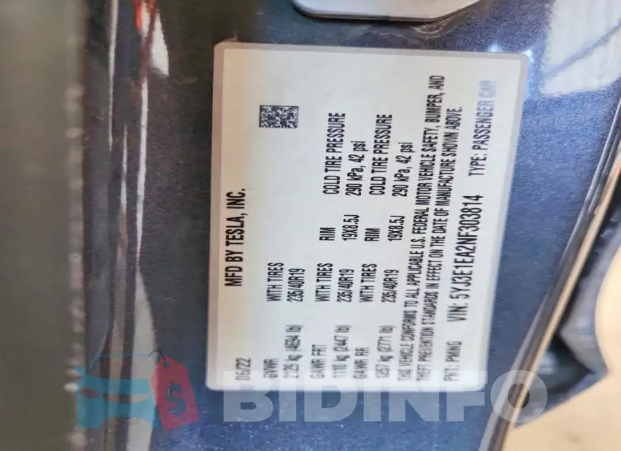5YJ3E1EA2NF303814 Photo# 12