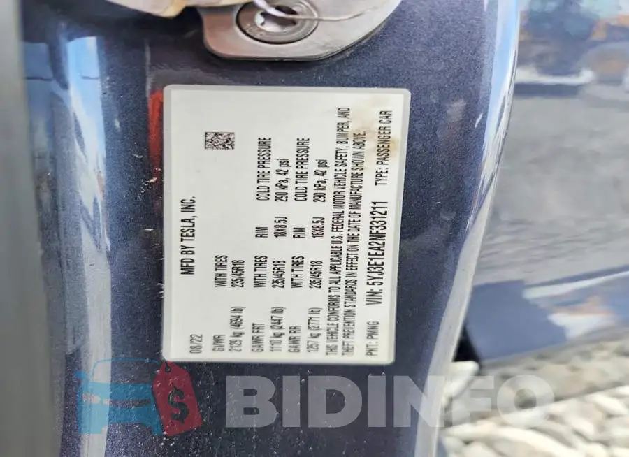 5YJ3E1EA2NF331211 Photo# 13