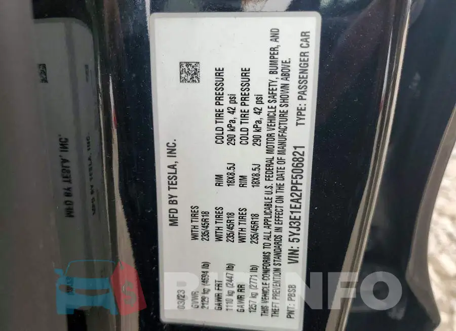 5YJ3E1EA2PF506821 Photo# 12