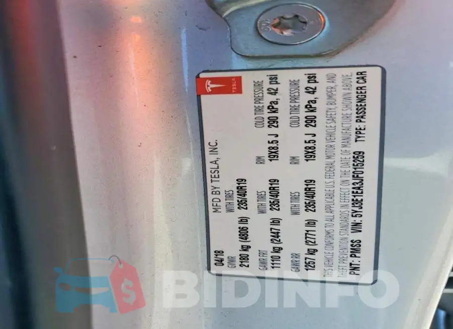 5YJ3E1EA3JF015259 Photo# 12