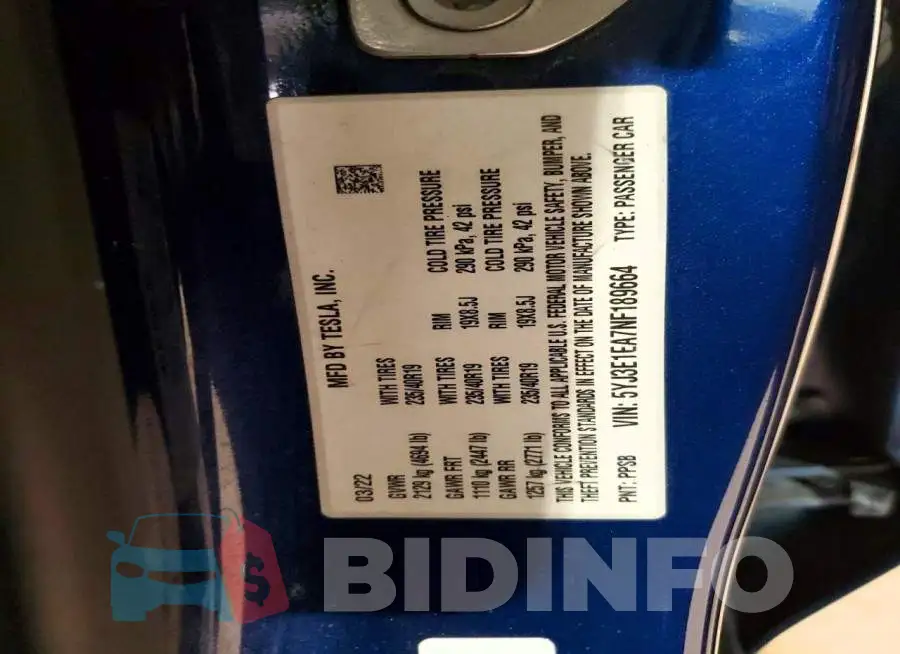 5YJ3E1EA7NF189664 Photo# 12