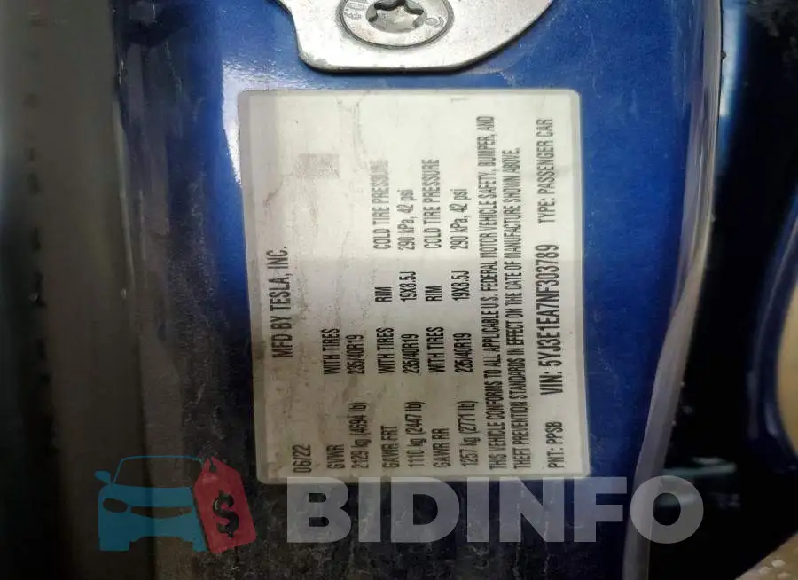 5YJ3E1EA7NF303789 Photo# 12