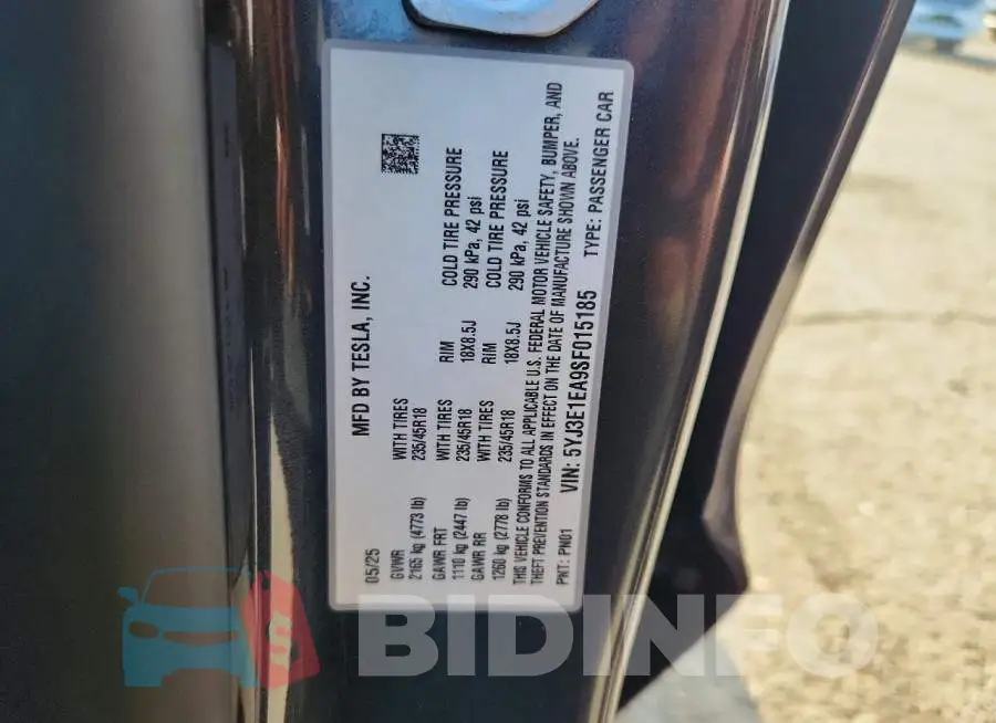 5YJ3E1EA9SF015185 Photo# 12