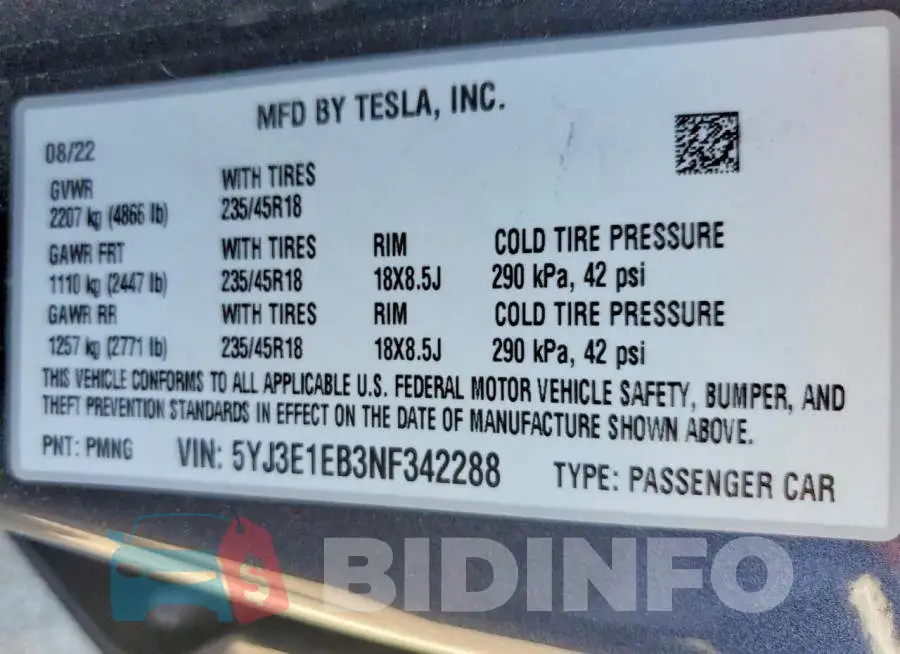 5YJ3E1EB3NF342288 Photo# 13