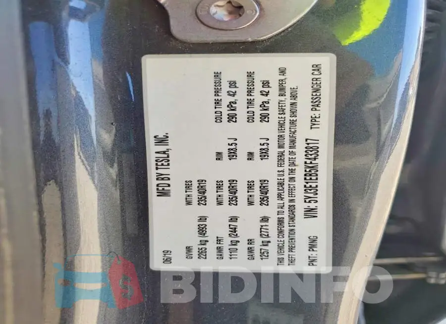 5YJ3E1EB5KF433817 Photo# 12