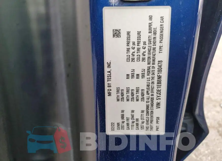 5YJ3E1EB8NF180478 Photo# 12