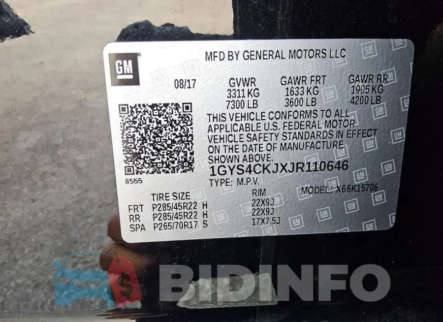 1GYS4CKJXJR110646 Photo# 13
