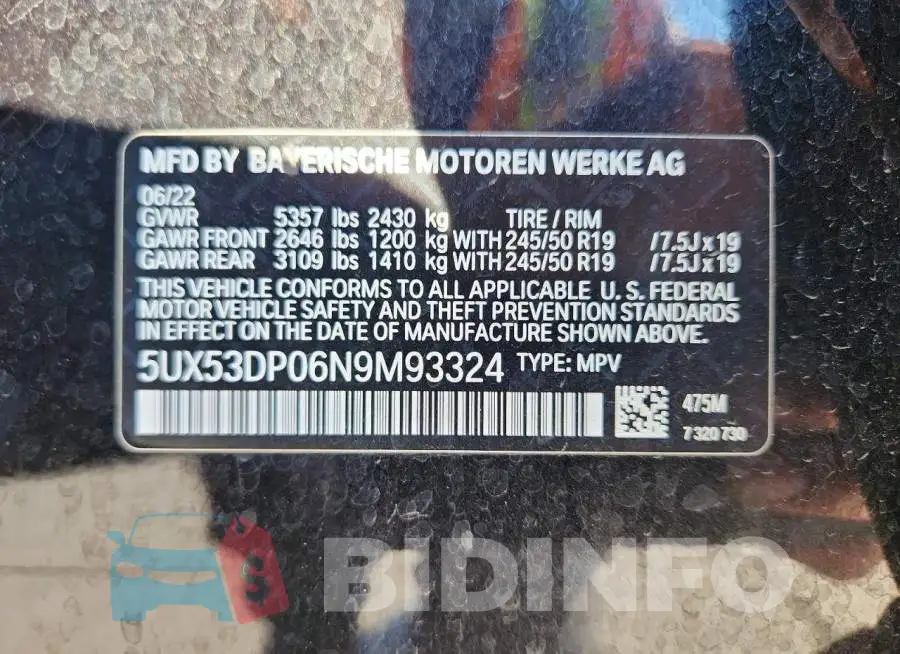 5UX53DP06N9M93324 Photo# 14